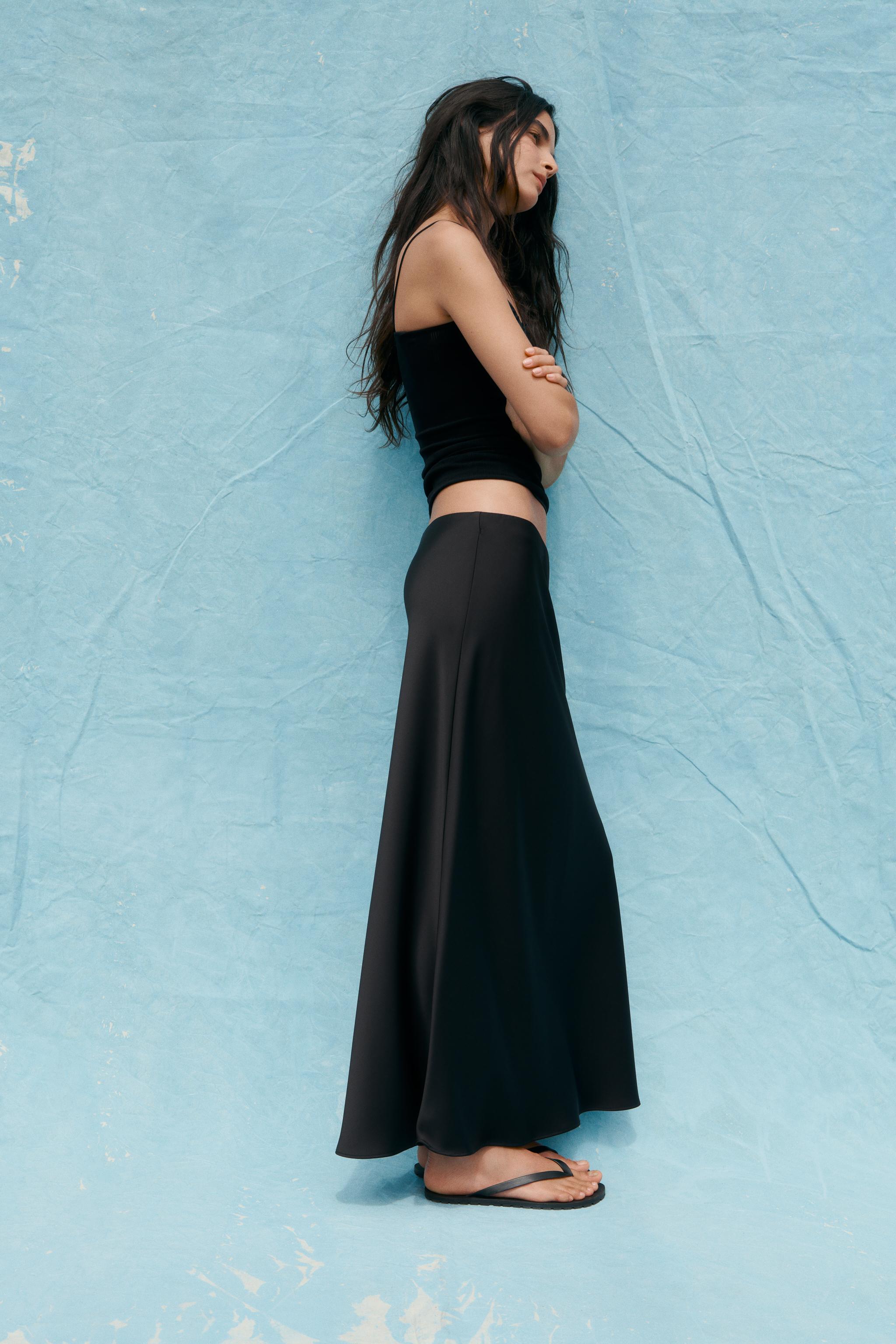 SATIN MIDI SKIRT